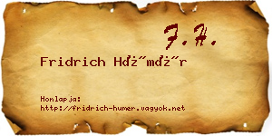 Fridrich Hümér névjegykártya